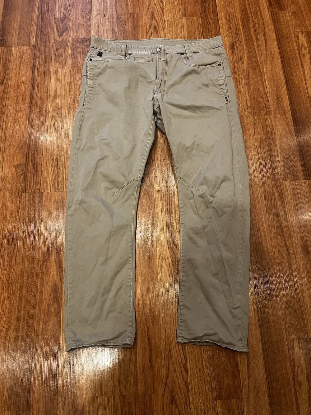 G-Star Raw D-Staq 3D Slim Fit Mens Tan Denim Jeans Sz 35x32 EUC
